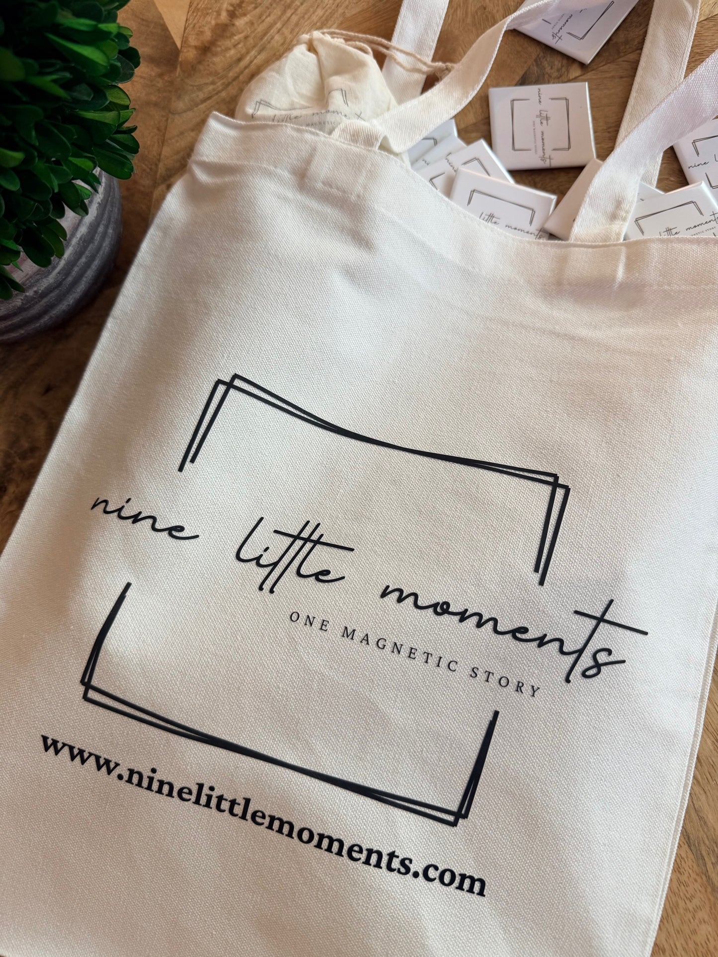 Nine Little Moments Logo Tote Bag